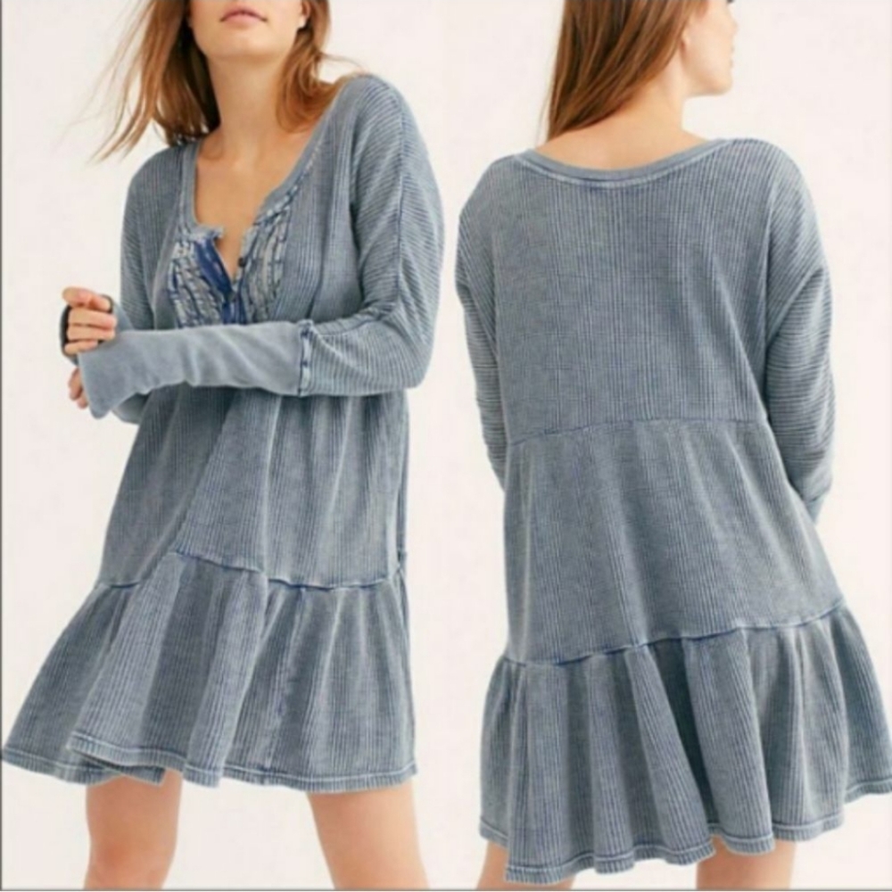 Free People One Jolene Waffle Knit Mini Dress NWT